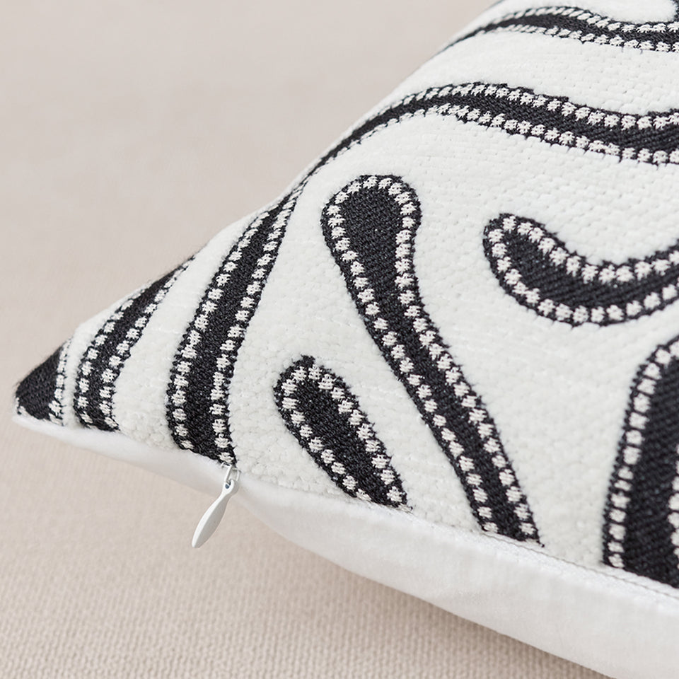 SOGA 2X 50cm Black White Abstract Swirl Pattern Decorative Throw Pillow