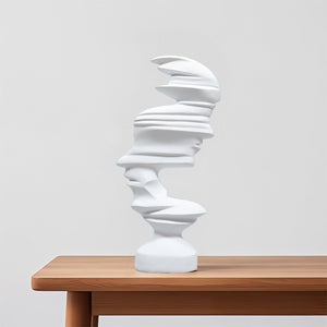 SOGA 44cm White Dual-Face Resin Sculpture Modern Abstract Art Accent for Home Decor