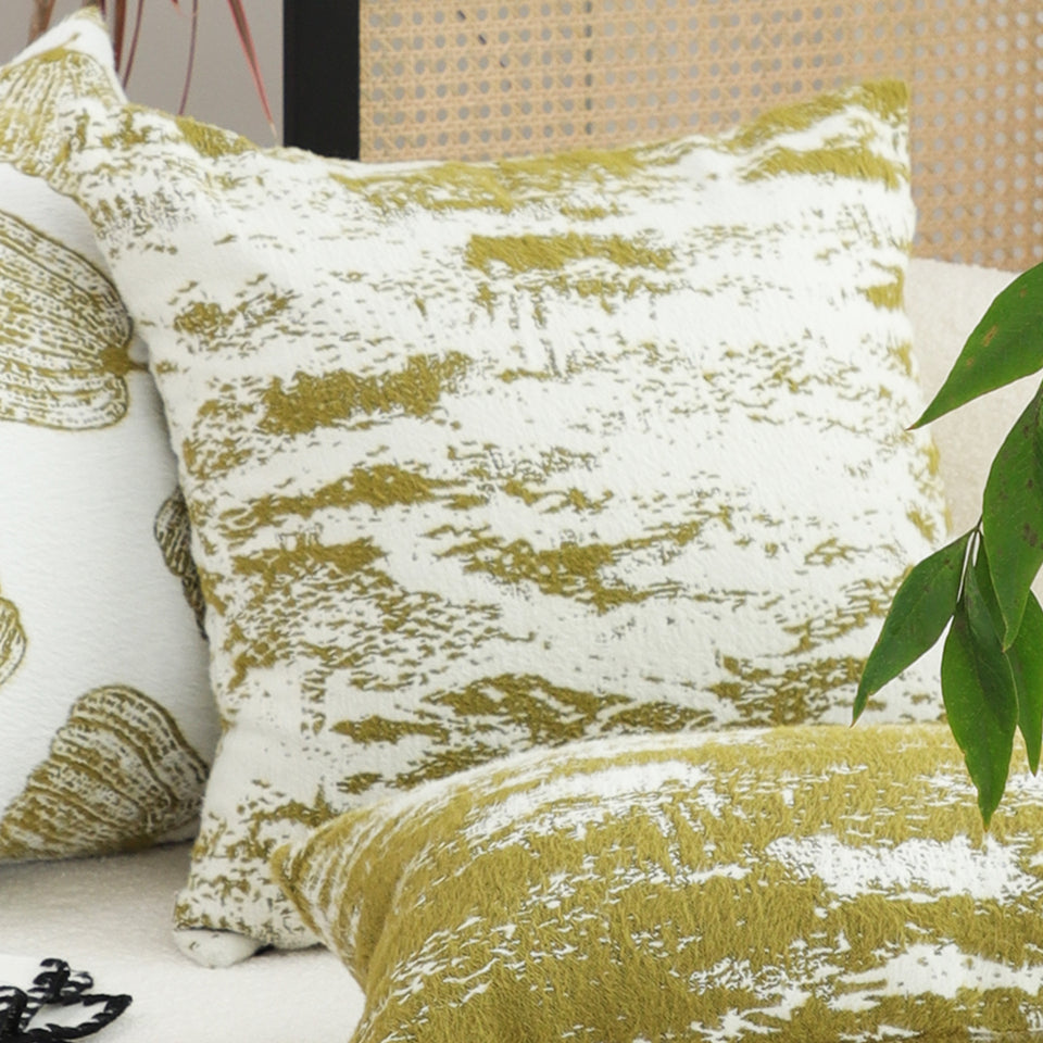 SOGA 2X 50cm Throw Pillow White and Olive Green Deluxe Polyester Fiber and Cotton for Home Decor