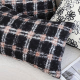 SOGA 35cm Modern Plaid Pattern Blush Pink Gray Decorative Throw Pillow