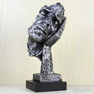 SOGA 29cm Black Resin Sculpture Resting Face on Hand Design Modern Art for Home Decor