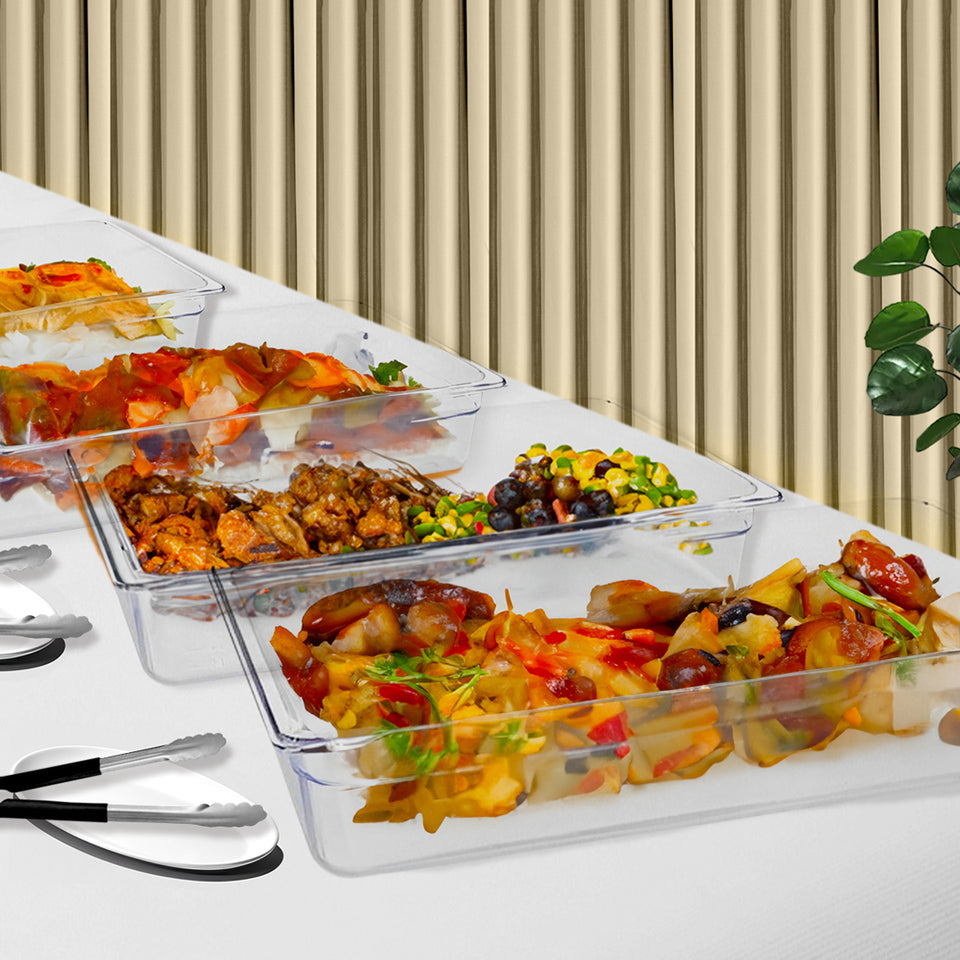 SOGA 150mm Clear Gastronorm GN Pan 1/3 Food Tray Storage Bundle of 6