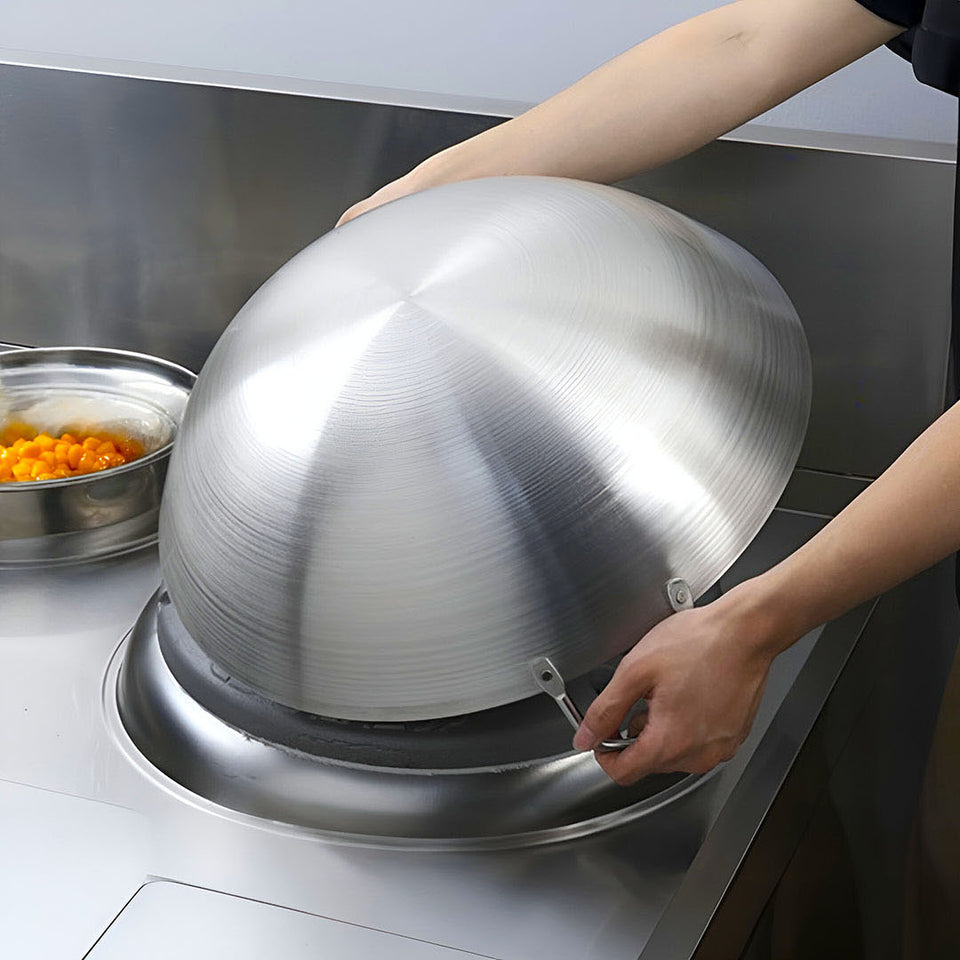 SOGA 43cm Stainless Steel Kitchen Cooking Wok with 2 Sturdy Handles