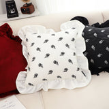 SOGA 2X 45cm Throw Pillow  White Ruffled Square Decorative Cushion for Rose Lovers Cozy Home Decor