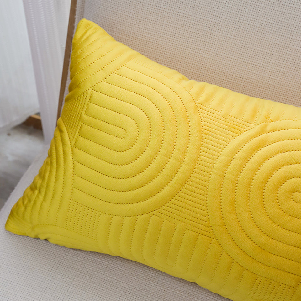 SOGA 2X 30cm Yellow Textured Geometric Pattern Decorative Throw Pillow