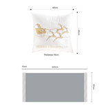 SOGA Christmas Bundle – 2 White & Gold Christmas Sleigh Pillow & White Knitted Throw Blanket