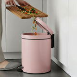 SOGA 2X Foot Pedal Stainless Steel Rubbish Recycling Garbage Waste Trash Bin Round 7L Pink