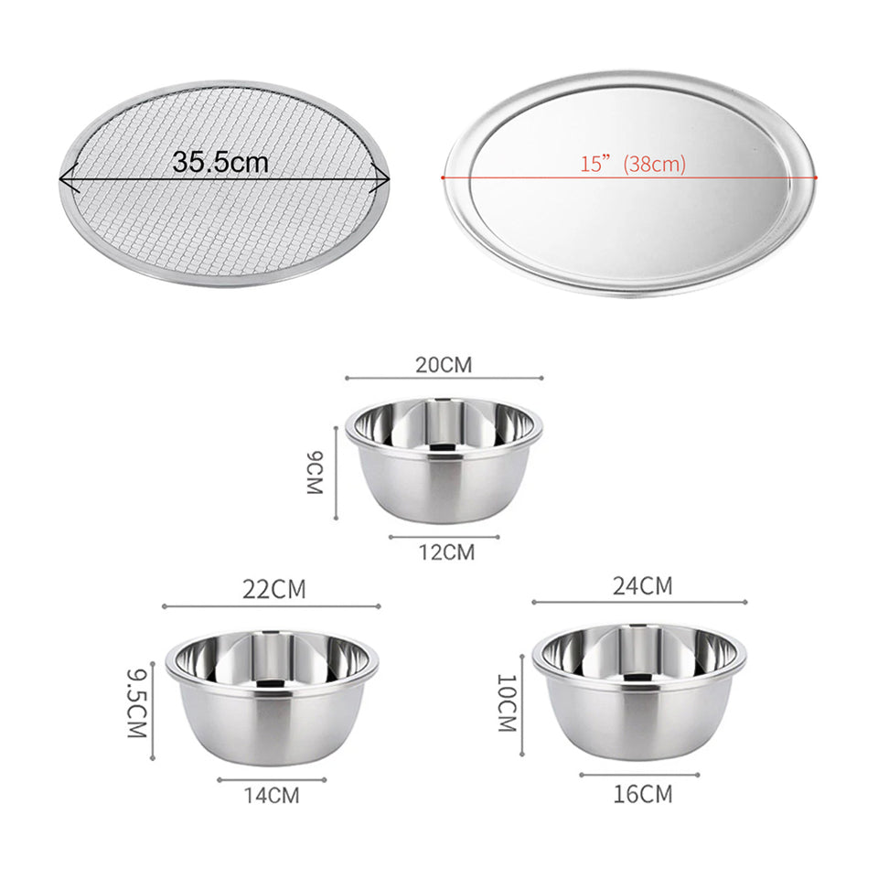 SOGA Kitchenware Bundle – Pizza Pans, Aluminum Baking Tray & Stainless Steel Colander Set