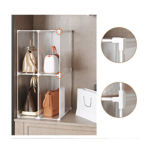 SOGA 2 Tier Multifunctional PP Plastic Bag Box Portable Cubby DIY Storage Shelves Stackable Handbag Purse Organiser