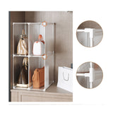 SOGA 2 Tier Multifunctional PP Plastic Bag Box Portable Cubby DIY Storage Shelves Stackable Handbag Purse Organiser