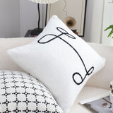 SOGA 45cm Minimalist White Script Letter Embroidered Throw Pillow