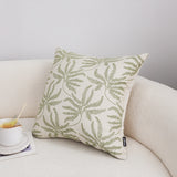 SOGA 50cm Botanical Green Fern Leaf Embroidered Decorative Throw Pillow