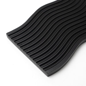 SOGA 39cm Black Wave Ribbed Wooden  - Premium Beech Wood Decorative Tray