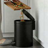 SOGA 4X Foot Pedal Stainless Steel Rubbish Recycling Garbage Waste Trash Bin Round 12L Black
