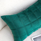 SOGA 30cm Green Velvet Quilted Grid Pattern Decorative Throw Pillow
