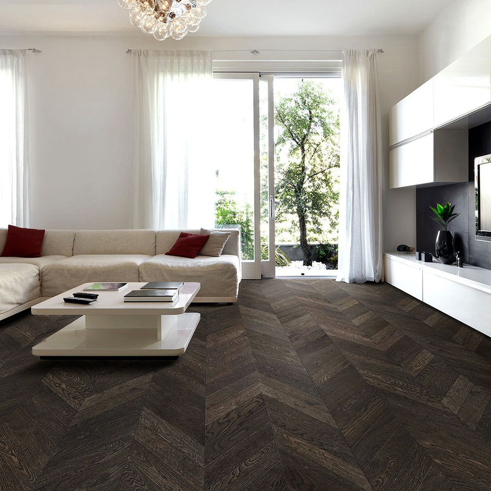 Timbo Solid Oak Chevron Parquet Timber Flooring Premium Quality Floorboards - BOX