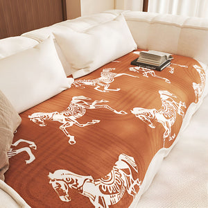 SOGA Three-Seater Orange Horse Print 90x210cm Throw Blanket Sofa Cover