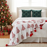 SOGA Christmas Bundle – 2 Festive Teal Christmas Tree Pillow & Red Holiday Throw Blanket