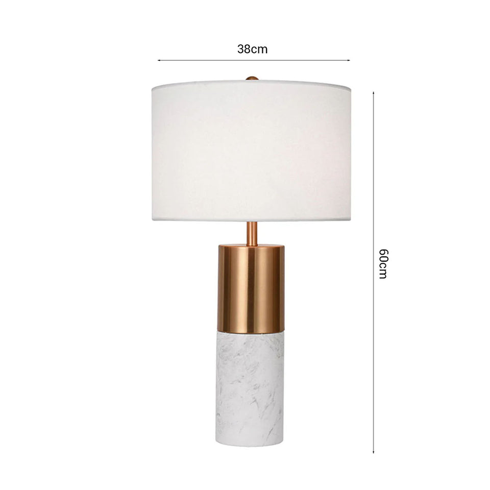 SOGA 4X 60cm White Marble Bedside Modern Desk Table Lamp Living Room Shade with Cylinder Base