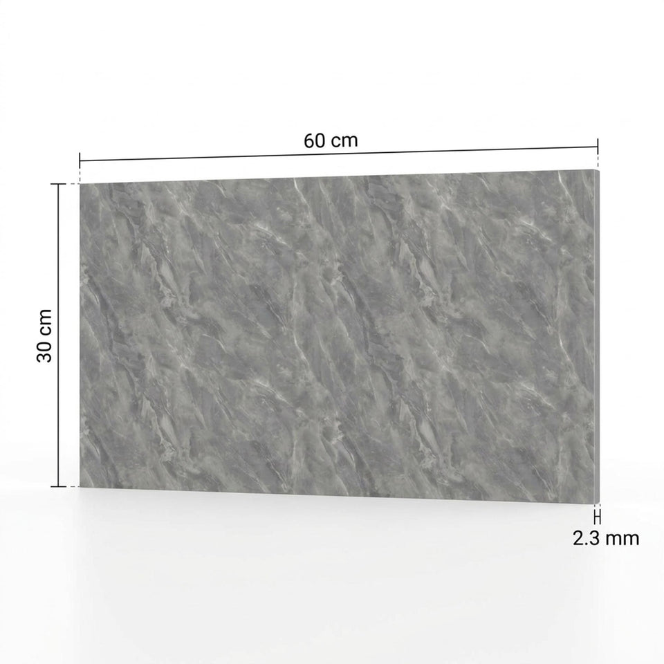 SOGA Peel & Stick Floor and Wall Tiles 30 x 60cm 10 Pack Grey Faux Marble