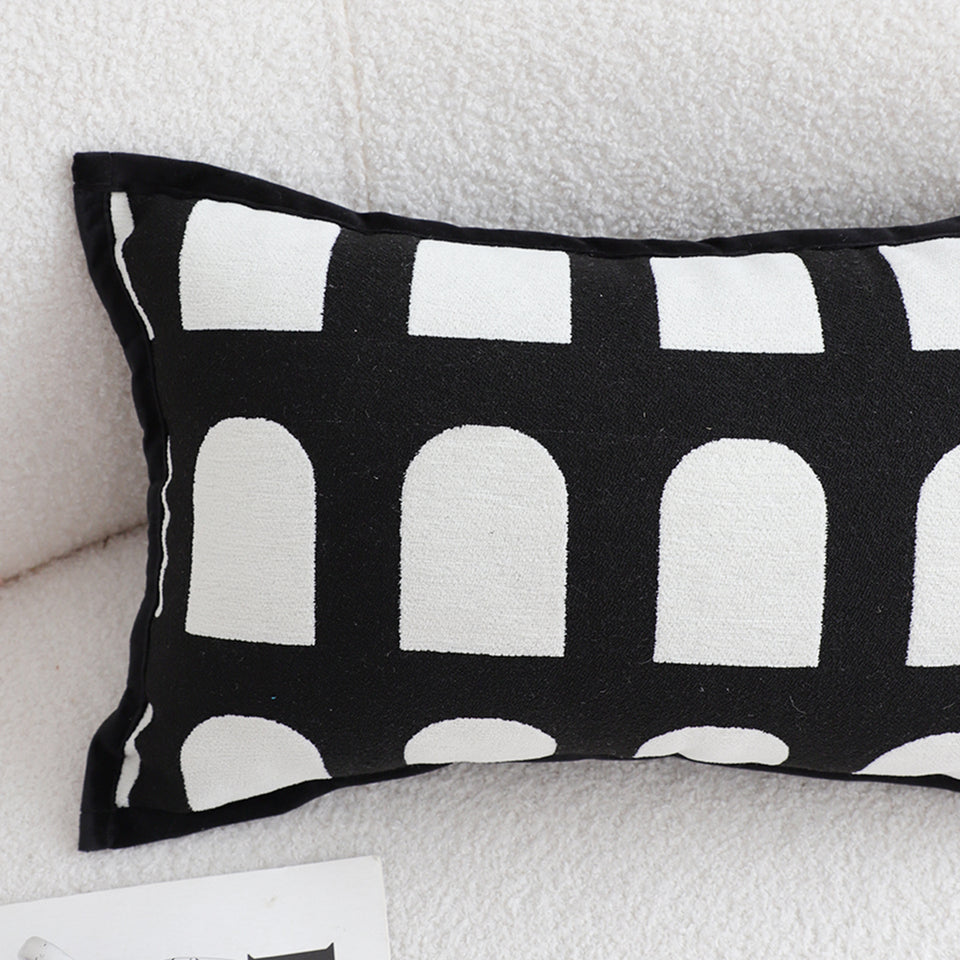 SOGA 30cm Contemporary Black White Geometric Pattern Throw Pillow