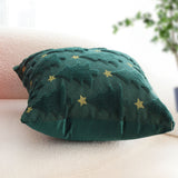 SOGA 45cm Festive Teal Christmas Tree Gold Star Holiday Throw Pillow