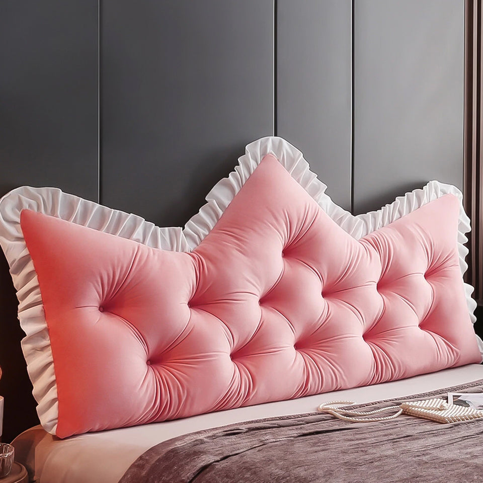 SOGA 2x150cm Crown Pillows Tufted Pink Headboard Cushion Set