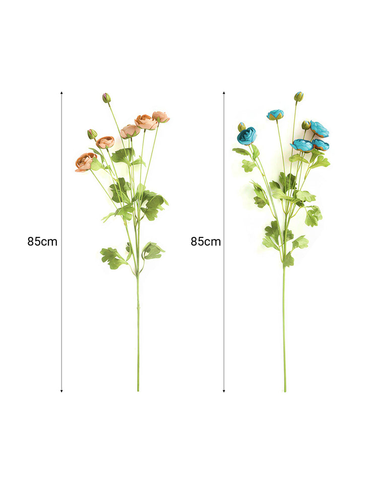 SOGA 51cm Blue Glass Tall Floor Vase with 12pcs Artificial Fake Flower Set