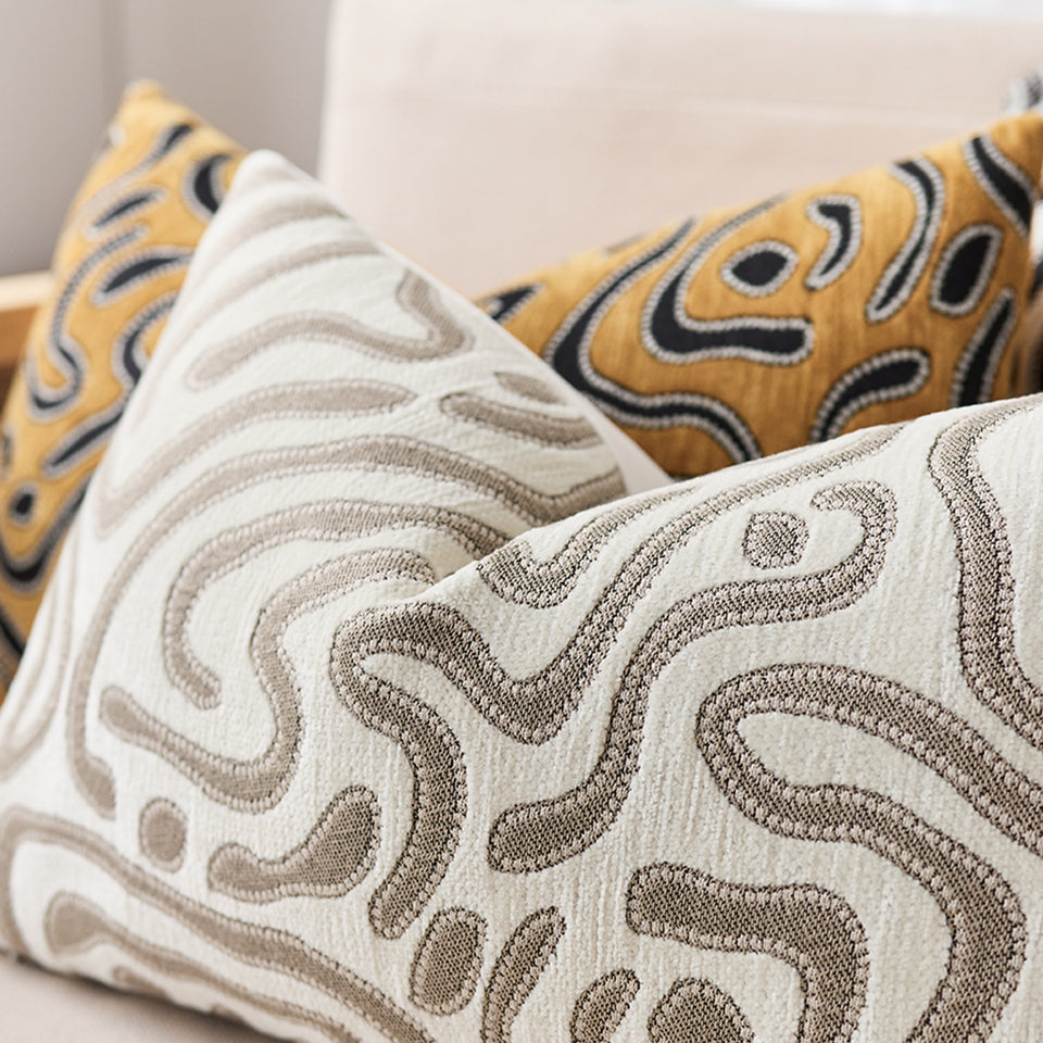 SOGA 2X 30cm Gray White Abstract Swirl Pattern Decorative Throw Pillow