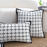 SOGA 2X 35cm Moroccan Black Cross Pattern Black Trim Decorative Throw Pillow