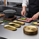 SOGA Kitchenware Bundle – Gold Nordic Plate Set, 23cm Grilling Plate & Cast Iron BBQ Grill