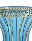SOGA 67cm Blue Glass Tall Floor Vase with Metal Flower Stand