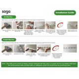 SOGA 2X Silver Wall-Mounted Rectangular Bathroom Storage Organiser Space Saving Adhesive Shelf Rack with Hooks
