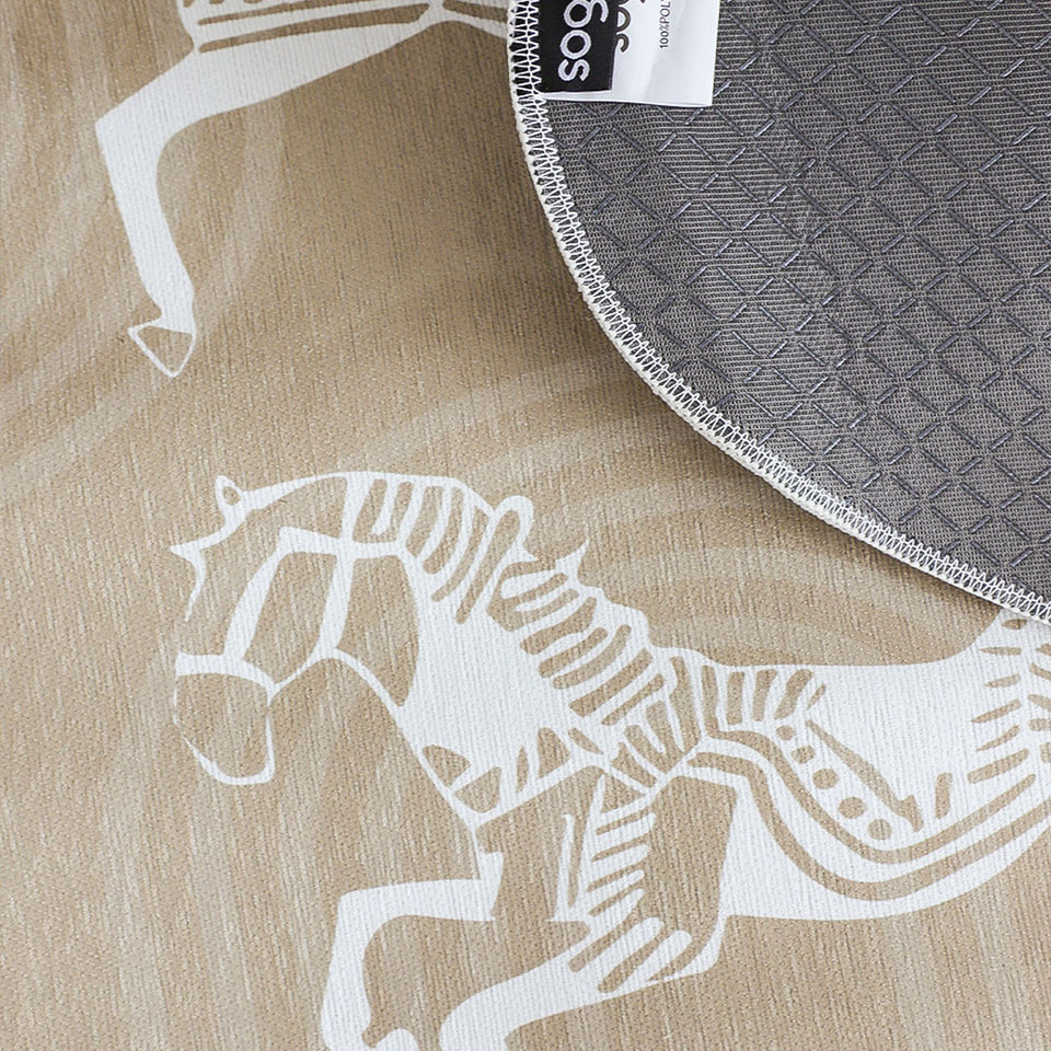 SOGA Three-Seater Beige Horse Print 90x210cm Throw Blanket Sofa Cover