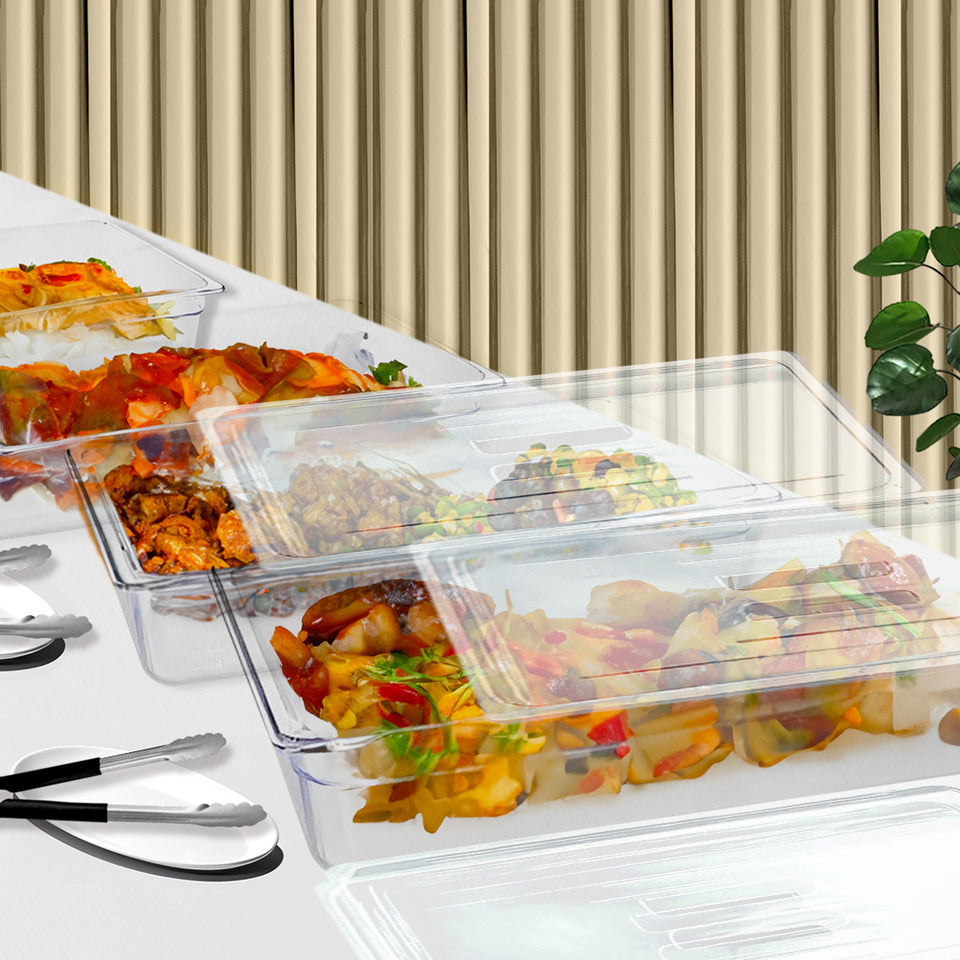 SOGA 65mm Clear Gastronorm GN Pan 1/2 Food Tray Storage Bundle of 6 with Lid