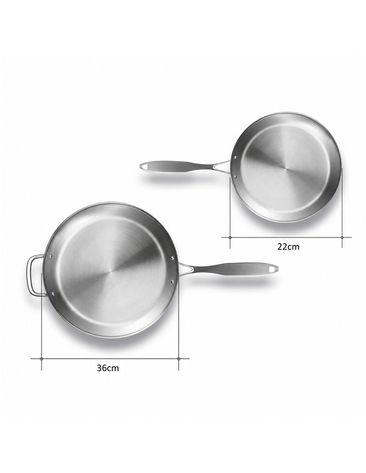 SOGA Stainless Steel Induction Fry Pan Set 22cm & 36cm
