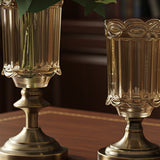 SOGA 25cm 28.5cm Transparent Glass Flower Vase with Blue Flower Set