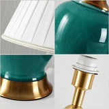 SOGA 2X Ceramic Oval Table Lamp with Gold Metal Base Desk Lamp Green