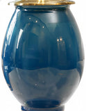 SOGA 2x 40cm Ceramic Oval Flower Vase with Gold Metal Base Dark Blue