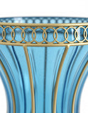 SOGA 67cm Blue Glass Tall Floor Vase and 12pcs Pink Artificial Fake Flower Set