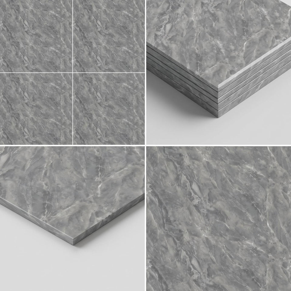 SOGA Peel & Stick Floor and Wall Tiles 30 x 60cm 10 Pack Grey Faux Marble