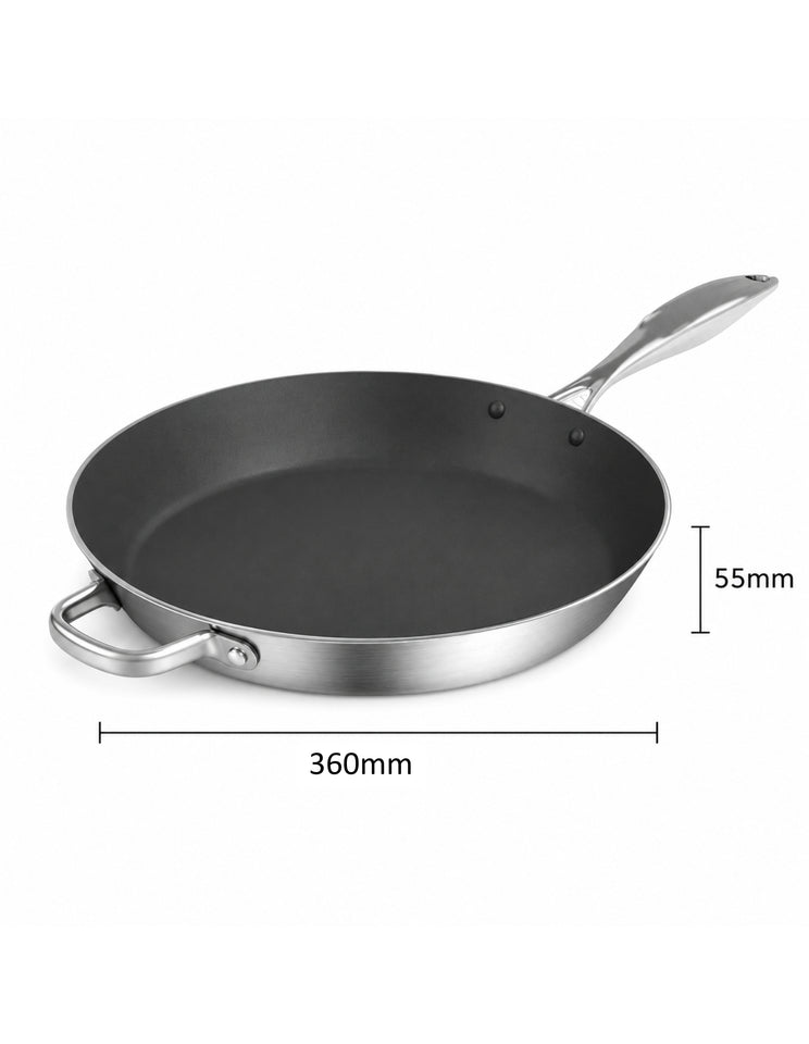 SOGA Stainless Steel Non-Stick Induction Fry Pan 36cm