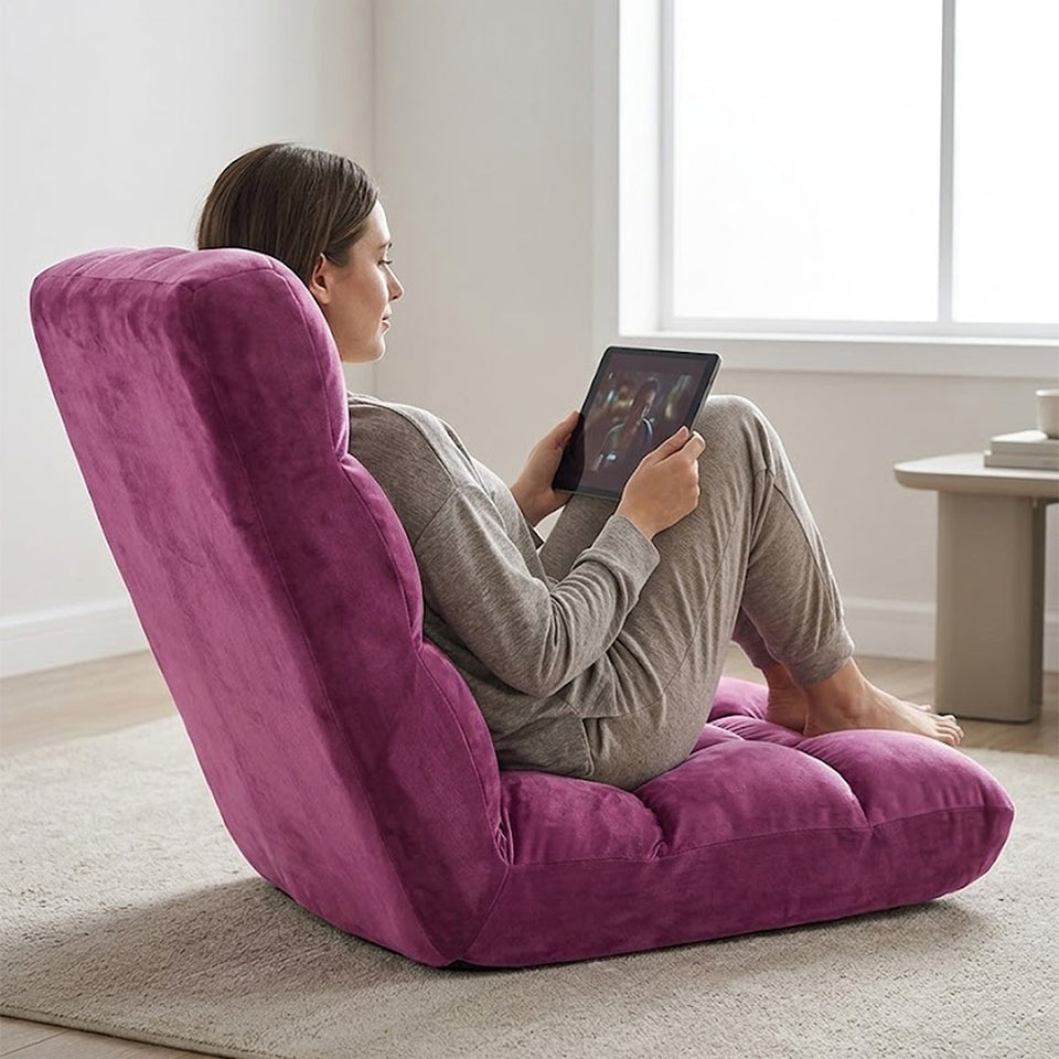 SOGA 2X Floor Recliner Folding Lounge Sofa Futon Couch Folding Chair Cushion - Magenta