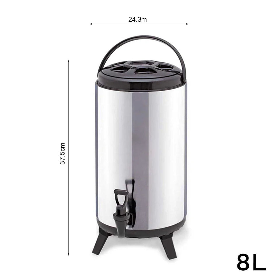 SOGA 6 x 8L Portable Insulated Cold/Heat Coffee Bubble Tea Pot Beer Barrel With Dispenser