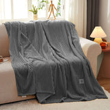 SOGA 2X Grey Throw Blanket Warm Cozy Striped Pattern Thin Flannel Coverlet Fleece Bed Sofa Comforter