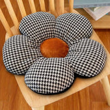 SOGA Black Flower Cushion Shaped for Floor and Sitting Throw Pillow