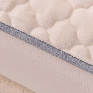 SOGA 2X Beige 183cm Wide Mattress Cover Thick Quilted Fleece Stretchable Clover Design Bed Spread Sheet Protector with Pillow Covers