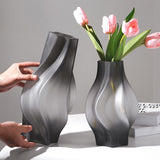 SOGA 33cm Glass Vase Grey with Beautiful glass Bubble Texture Art Vases