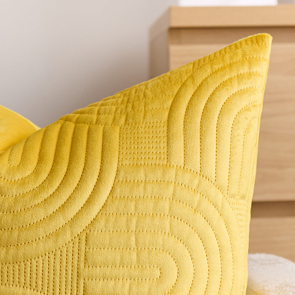 SOGA 2X 50cm Yellow Textured Geometric Pattern Decorative Throw Pillow
