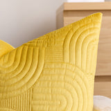 SOGA 2X 50cm Yellow Textured Geometric Pattern Decorative Throw Pillow